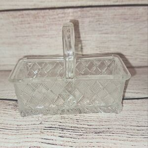 Antique Salt Pepper Pressed Glass Basket